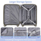 Tavoxda Lightweight PP Hardshell 3 Piece Luggage Sets Brown