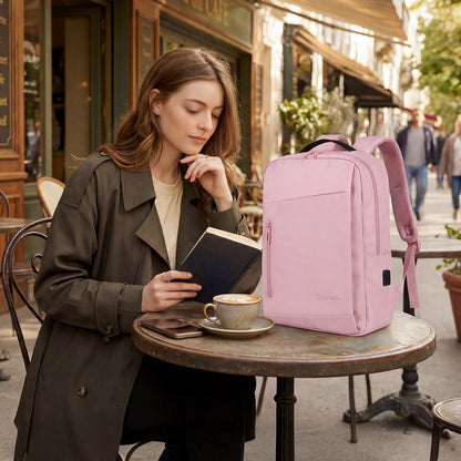 Lightweight Laptop Backpack with USB Charging Port in Pink