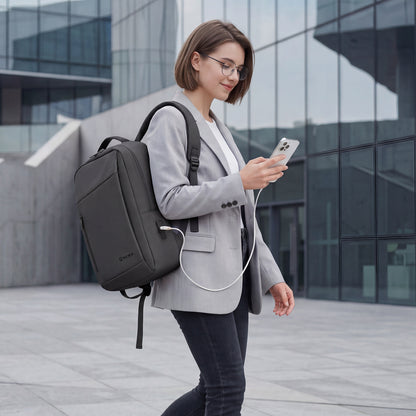 Lightweight Laptop Backpack with USB Charging Port in Black