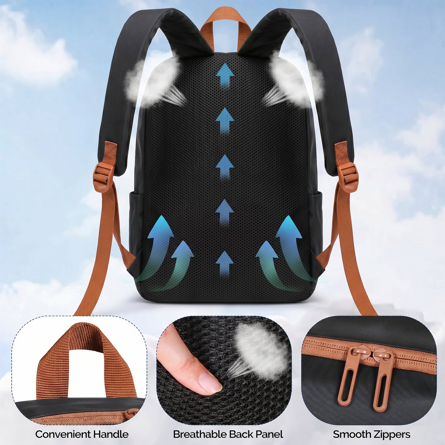 Lightweight Laptop Backpack with Toiletry Bag Black