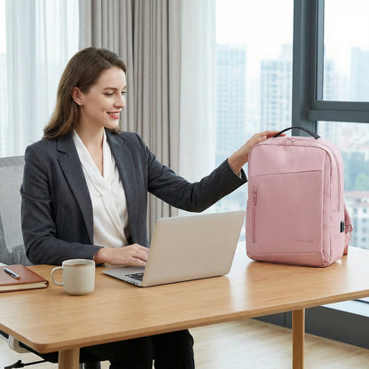Lightweight Laptop Backpack with USB Charging Port in Pink