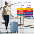Tavoxda Lightweight PP Hard Shell Cabin Suitcase Light Blue