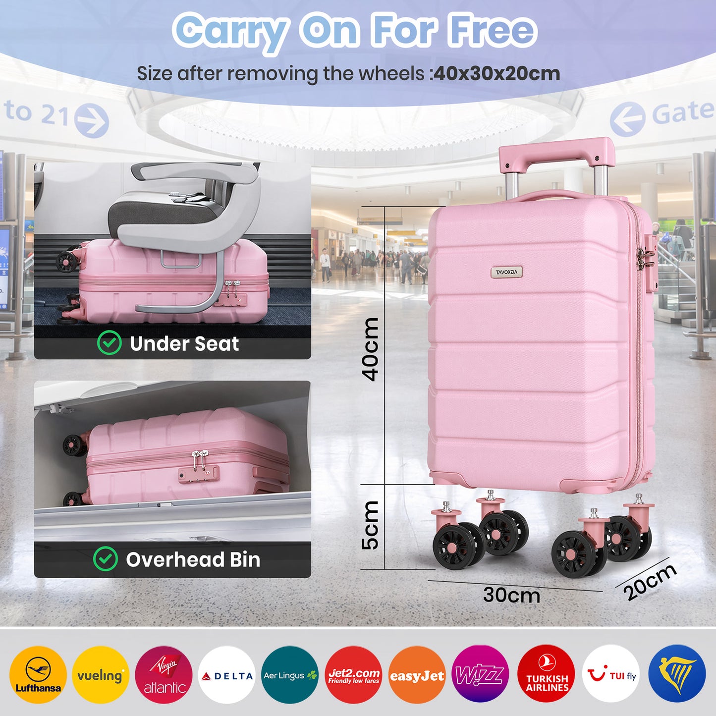 16 Inch Small Cabin Suitcase with Removable Wheels