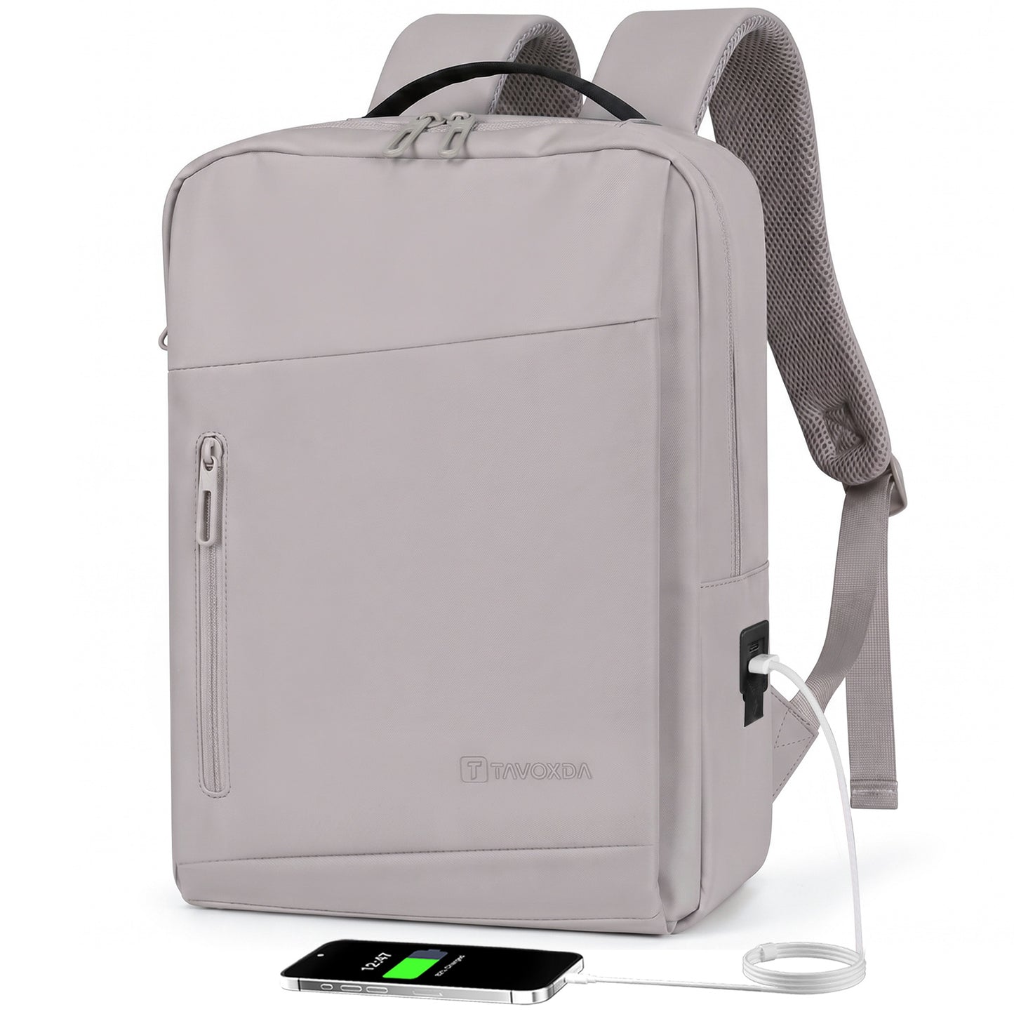 Lightweight Laptop Backpack with USB Charging Port in Grey