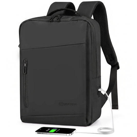 Lightweight Laptop Backpack with USB Charging Port in Black