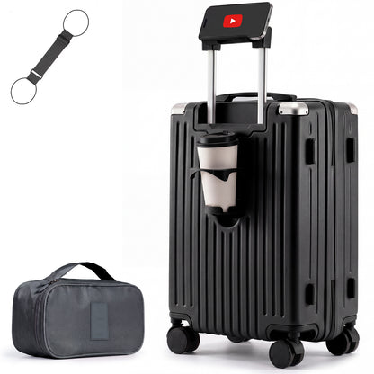 Lightweight Hard Shell Cabin Suitcase with Cup Holder