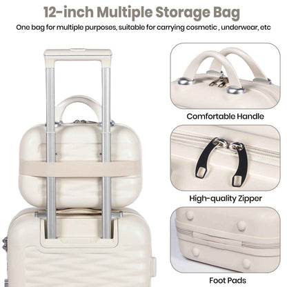 Tavoxda Lightweight Hard Shell Travel Suitcase Sets of 4 White