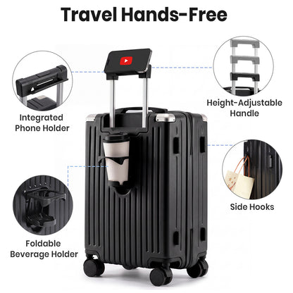 Lightweight Hard Shell Cabin Suitcase with Cup Holder