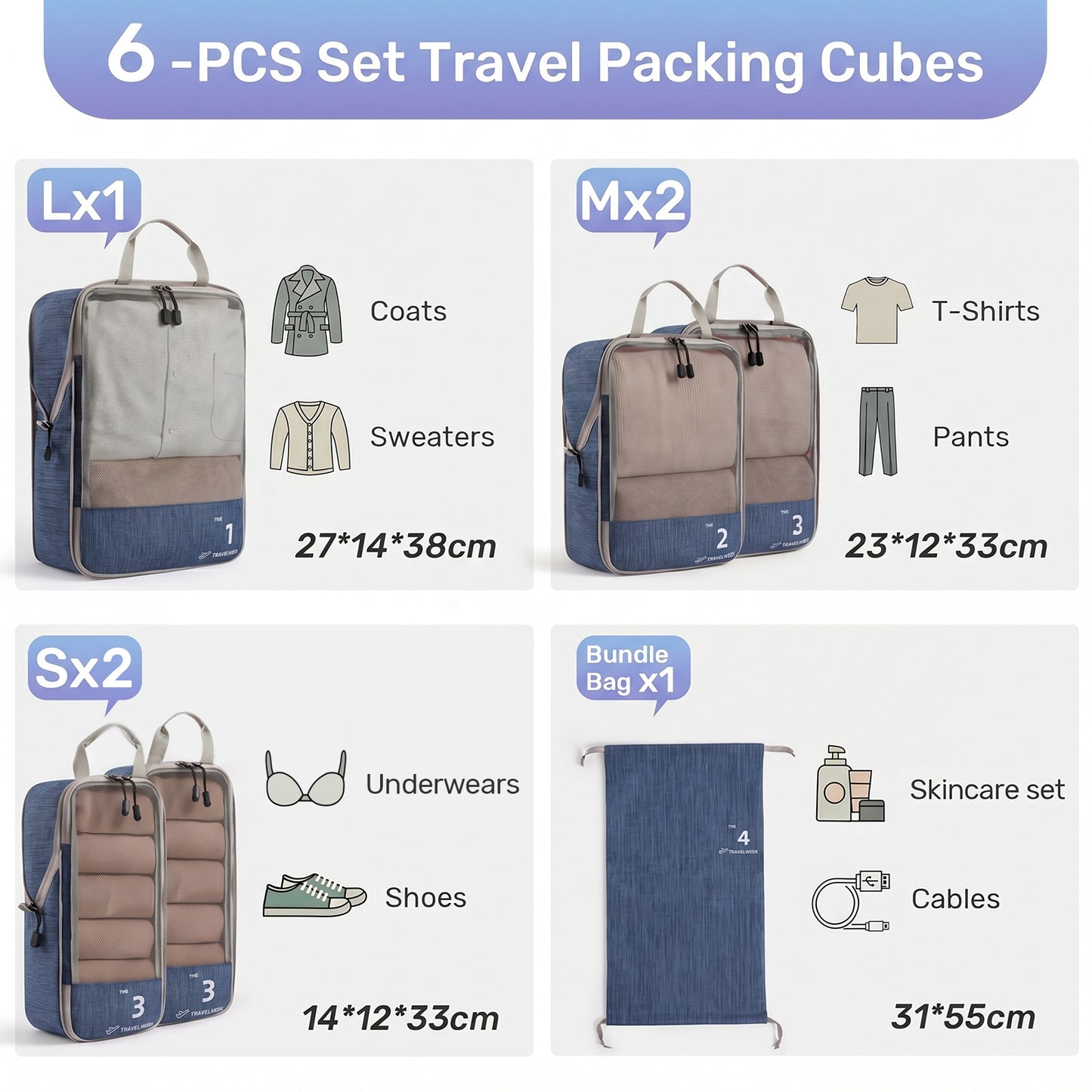The Compression Packing Cubes 6 Pieces