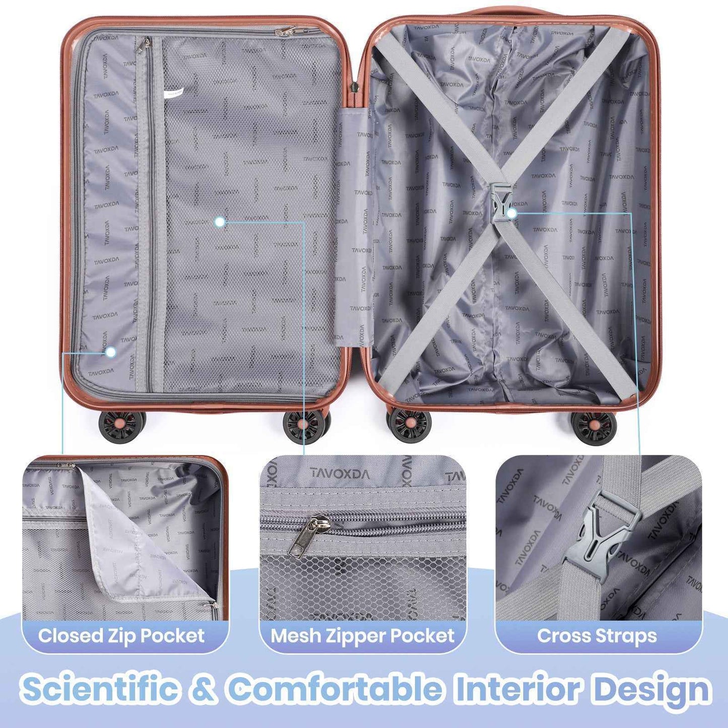 Lightweight Hard Shell Suitcase Sets 5 Piece - Black