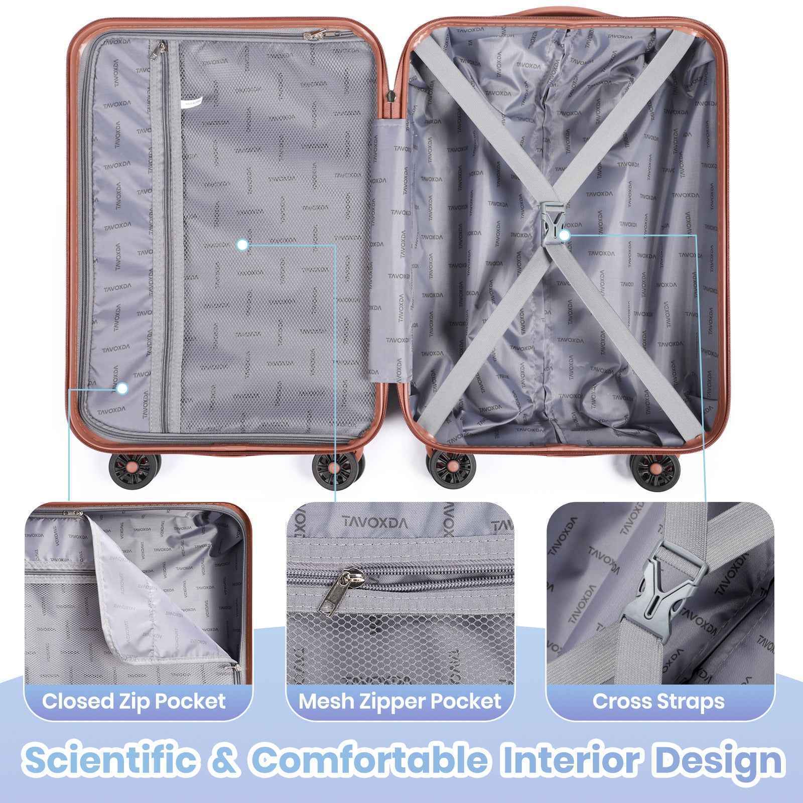 Lightweight Hard Shell Suitcase Sets 5 Piece - Black