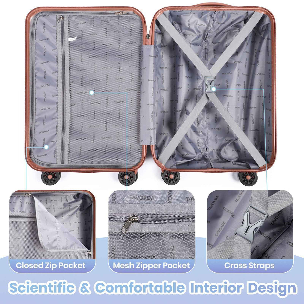 Lightweight Hard Shell Suitcase Sets 5 Piece - Black