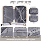 Tavoxda Lightweight Hard Shell Travel Suitcase Sets of 4 White