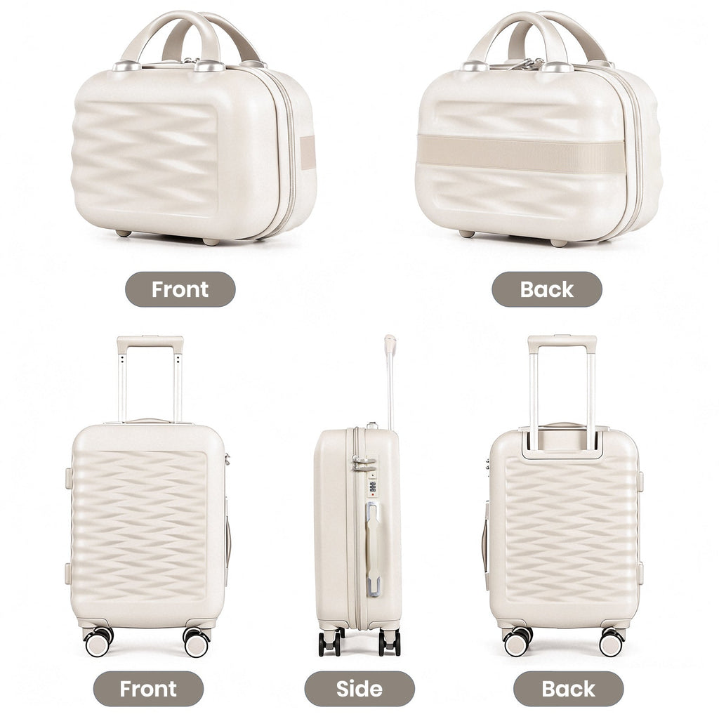 Tavoxda 20 Inch Cabin Case with Beauty Case White
