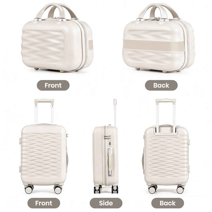 Tavoxda 20 Inch Cabin Case with Beauty Case White