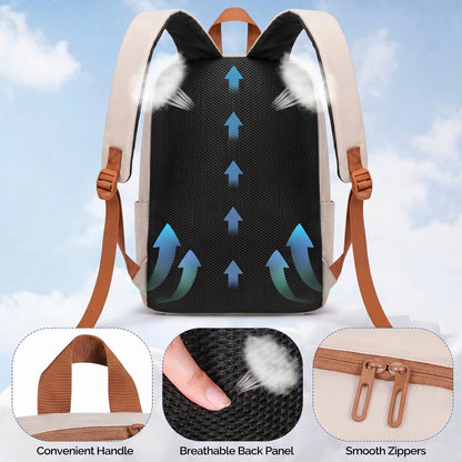 Lightweight Laptop Backpack with Toiletry Bag Cream