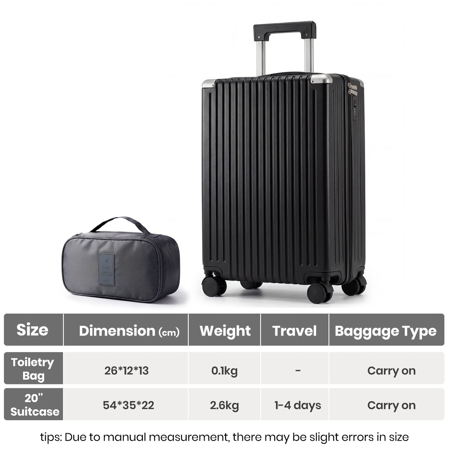Lightweight Hard Shell Cabin Suitcase with Cup Holder