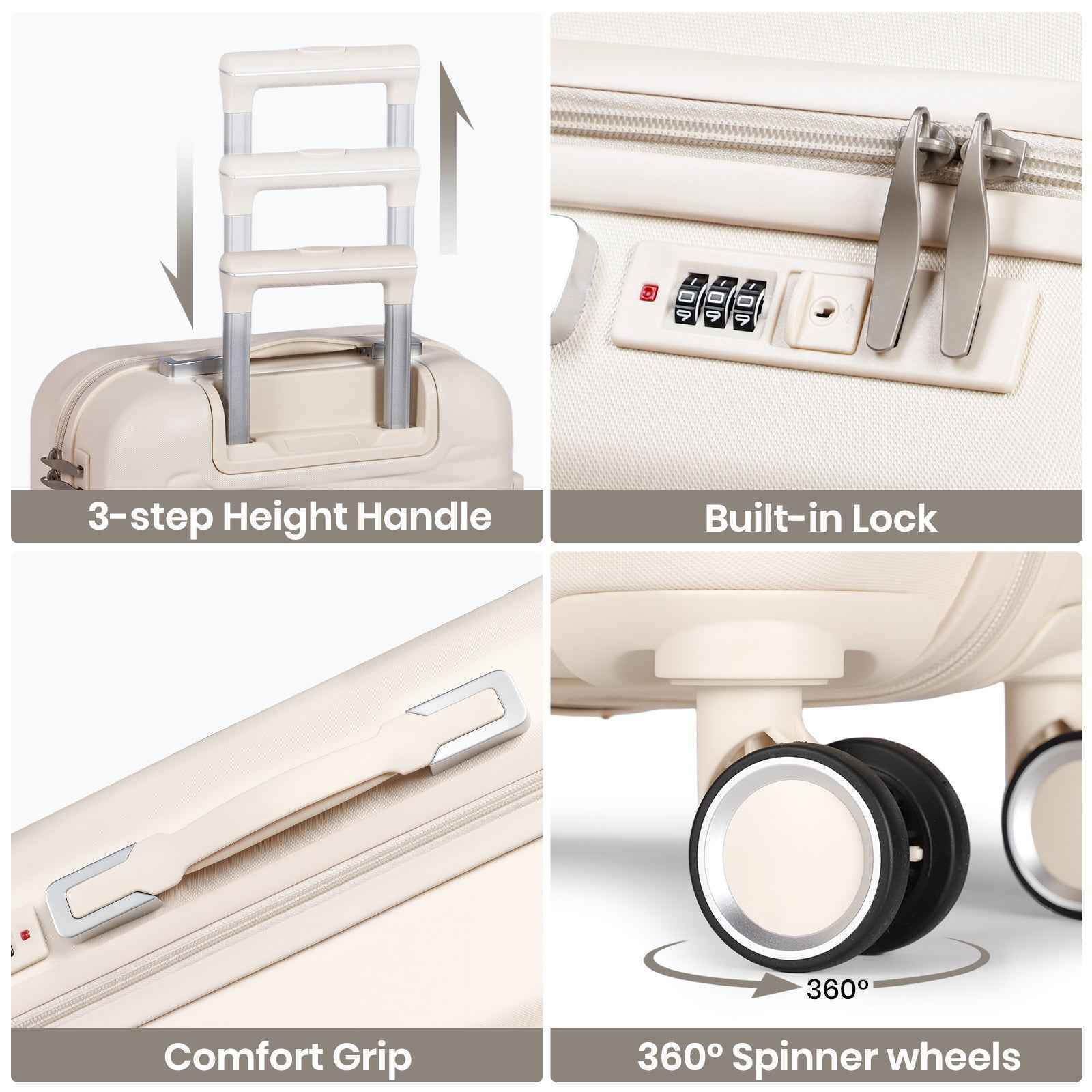 Tavoxda Lightweight Hard Shell Travel Suitcase Sets of 4 White