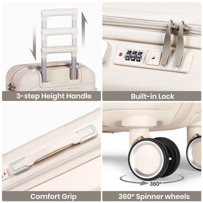 Tavoxda Lightweight Hard Shell Travel Suitcase Sets of 4 White