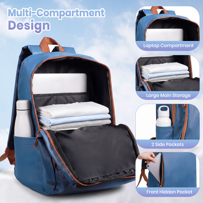 Lightweight Laptop Backpack with Toiletry Bag Blue