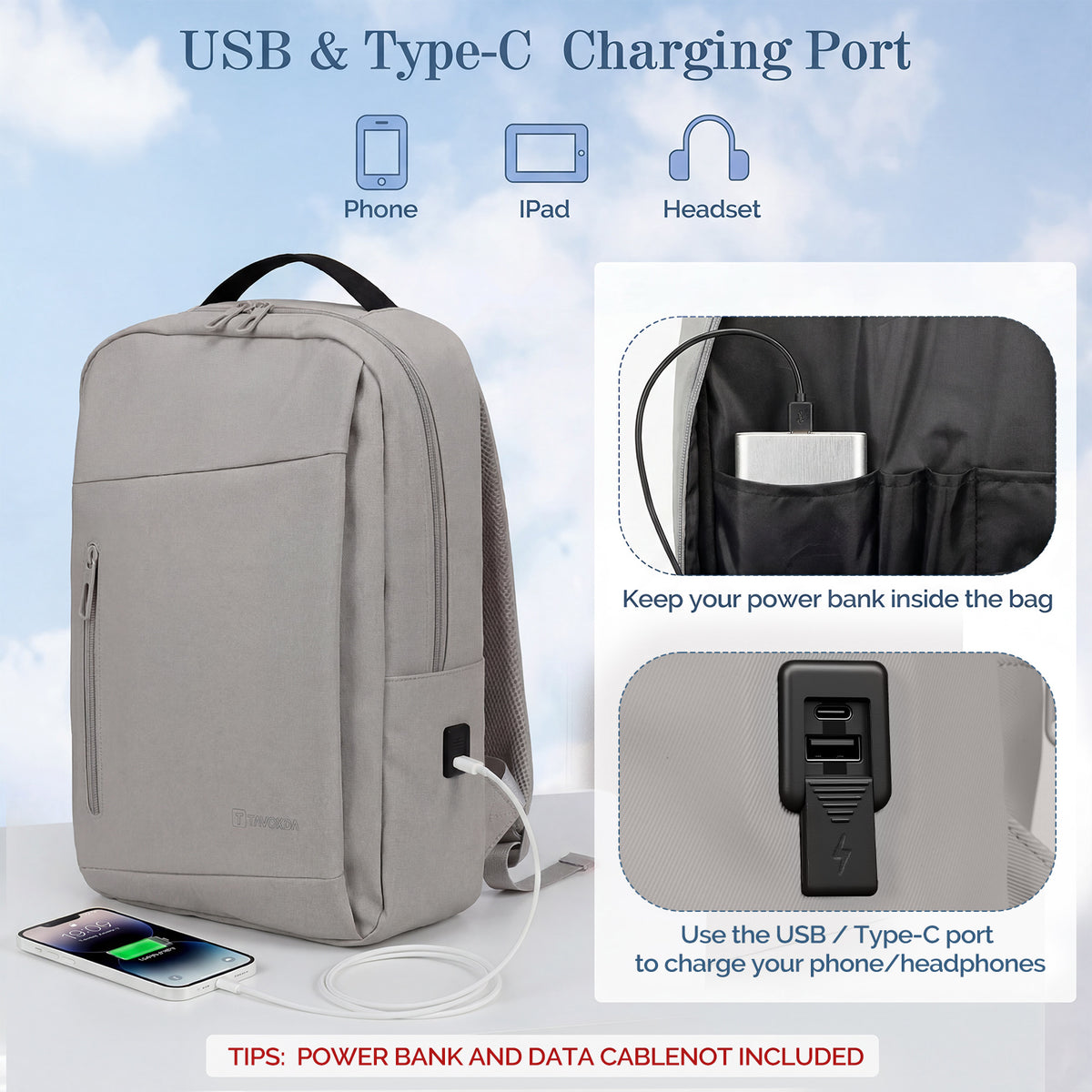 Laptop Backpack with USB Charging Port
