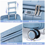 Tavoxda Lightweight PP Hardshell 3 Piece Luggage Sets Light Blue