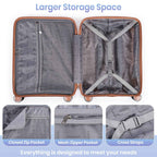 Tavoxda Lightweight PP Hardshell 3 Piece Luggage Sets Cream