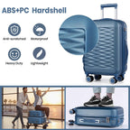 Tavoxda Lightweight Hard Shell Travel Suitcase Sets of 4 Blue