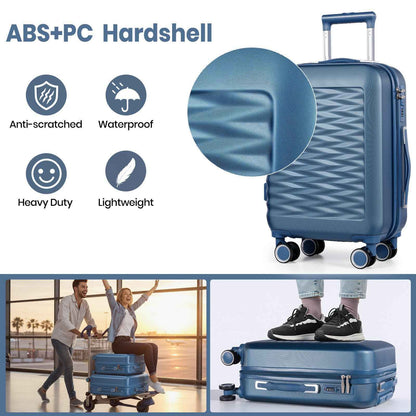 Tavoxda Lightweight Hard Shell Travel Suitcase Sets of 4 Blue