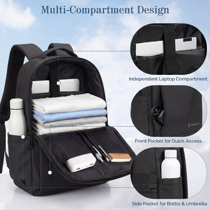 Lightweight Laptop Backpack with USB Charging Port in Black