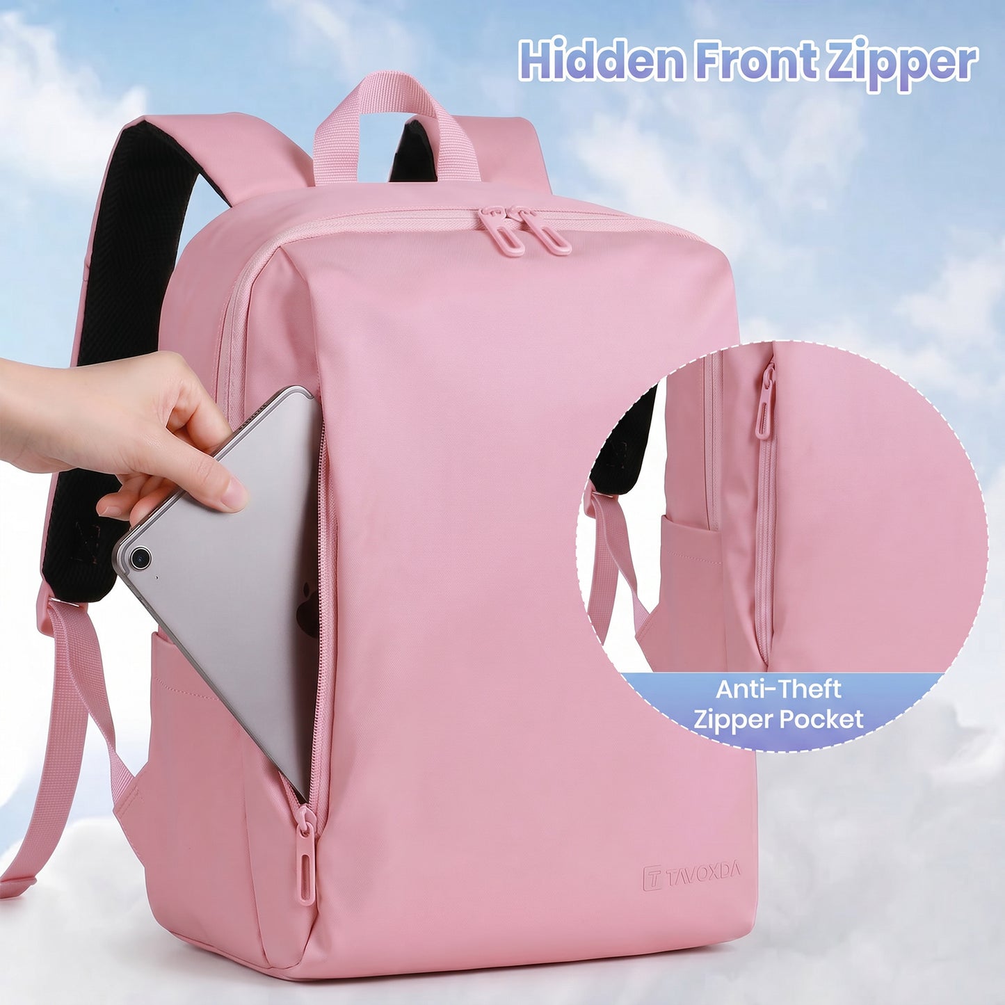 Lightweight Laptop Backpack with Toiletry Bag Pink