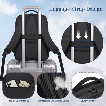 Lightweight Laptop Backpack with USB Charging Port in Black