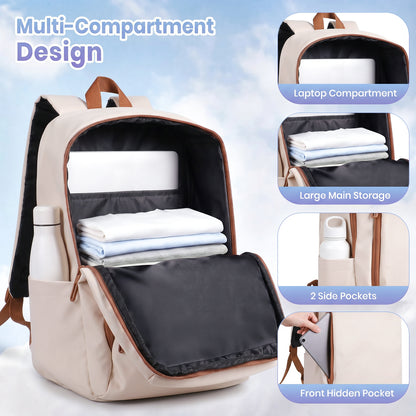 Lightweight Laptop Backpack with Toiletry Bag Cream