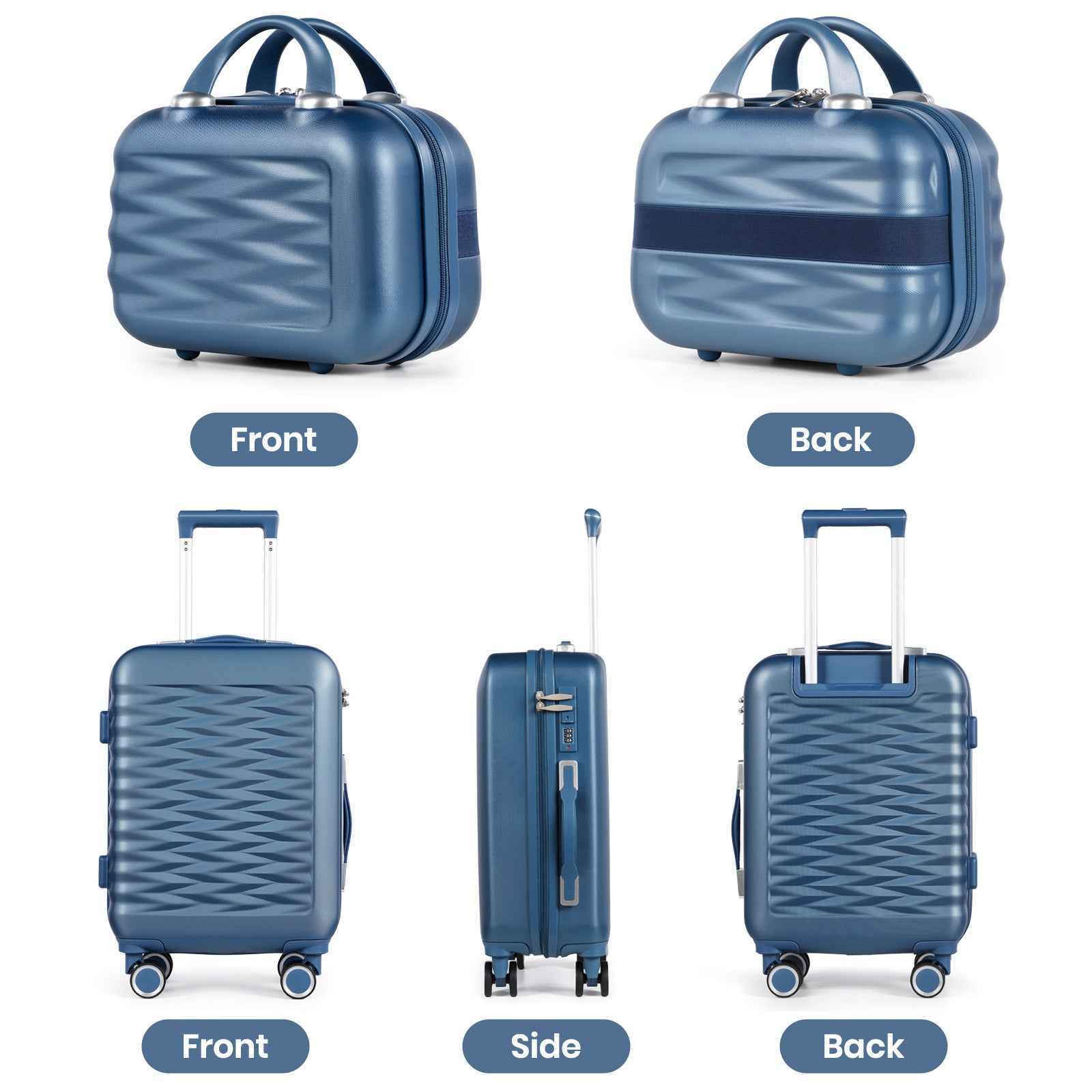 Tavoxda Lightweight Hard Shell Travel Suitcase Sets of 4 Blue