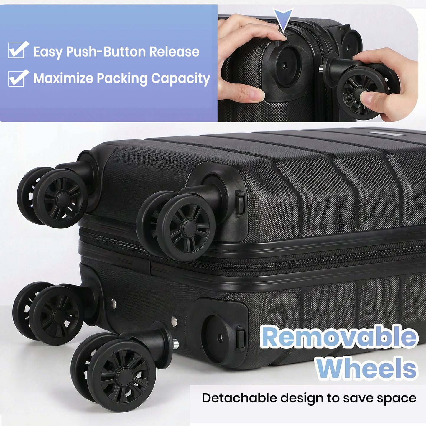 16 Inch Small Cabin Suitcase with Removable Wheels