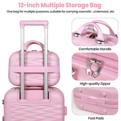 Tavoxda Lightweight Hard Shell Travel Suitcase Sets of 4 Pink