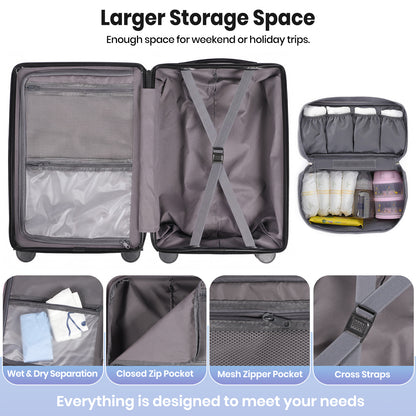 Lightweight Hard Shell Cabin Suitcase with Cup Holder