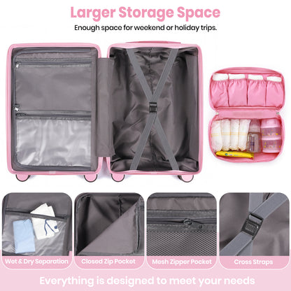 Lightweight Hard Shell Cabin Suitcase with Cup Holder