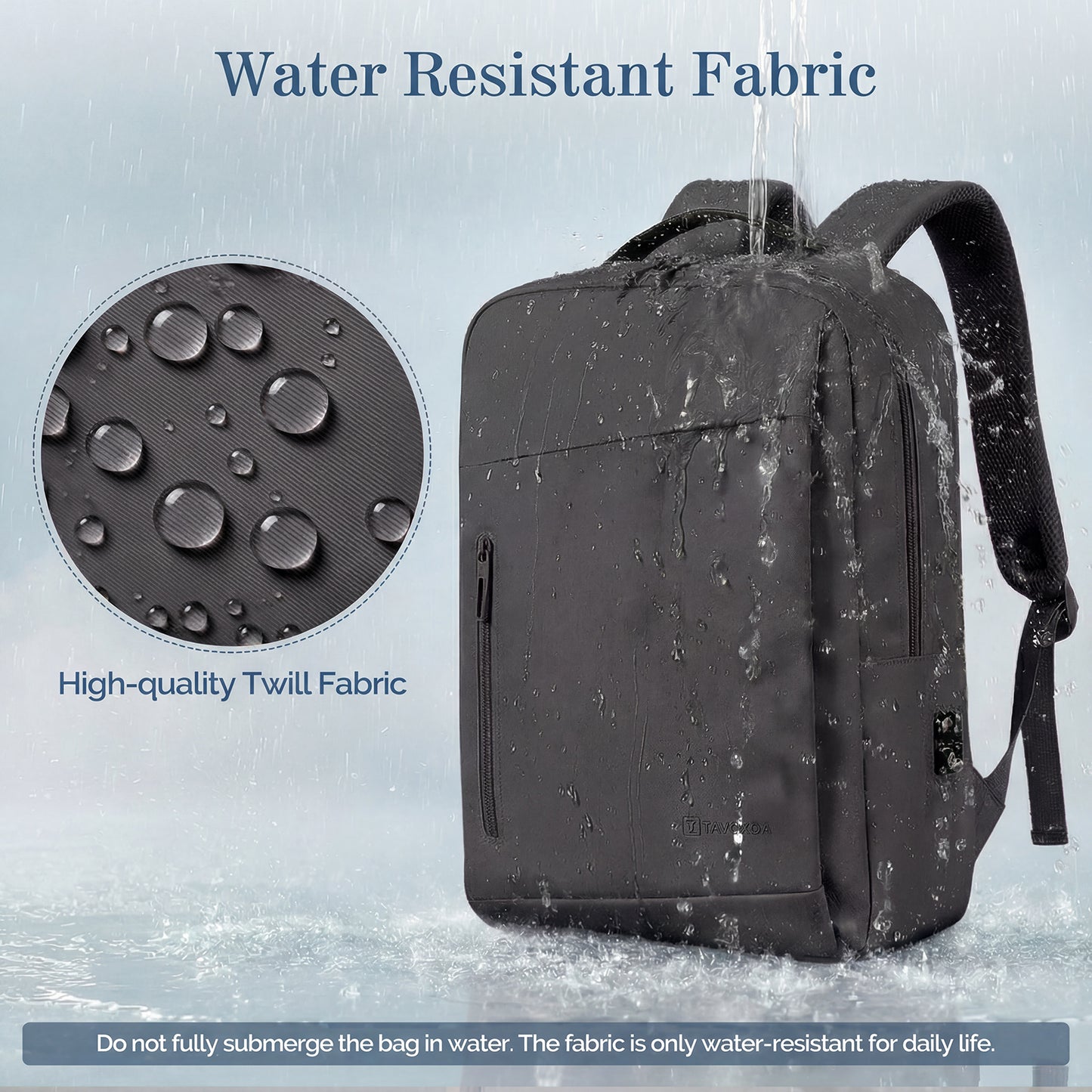 Lightweight Laptop Backpack with USB Charging Port in Black