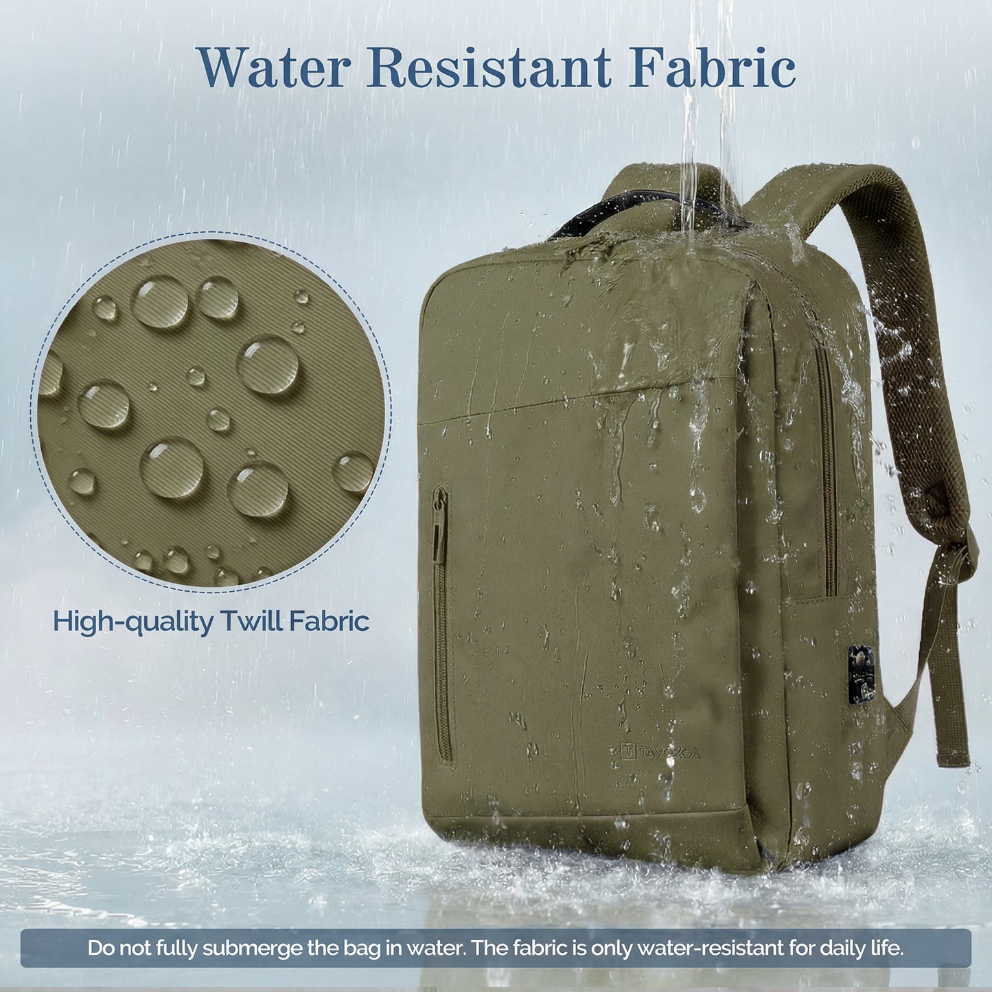Lightweight Laptop Backpack with USB Charging Port in Green