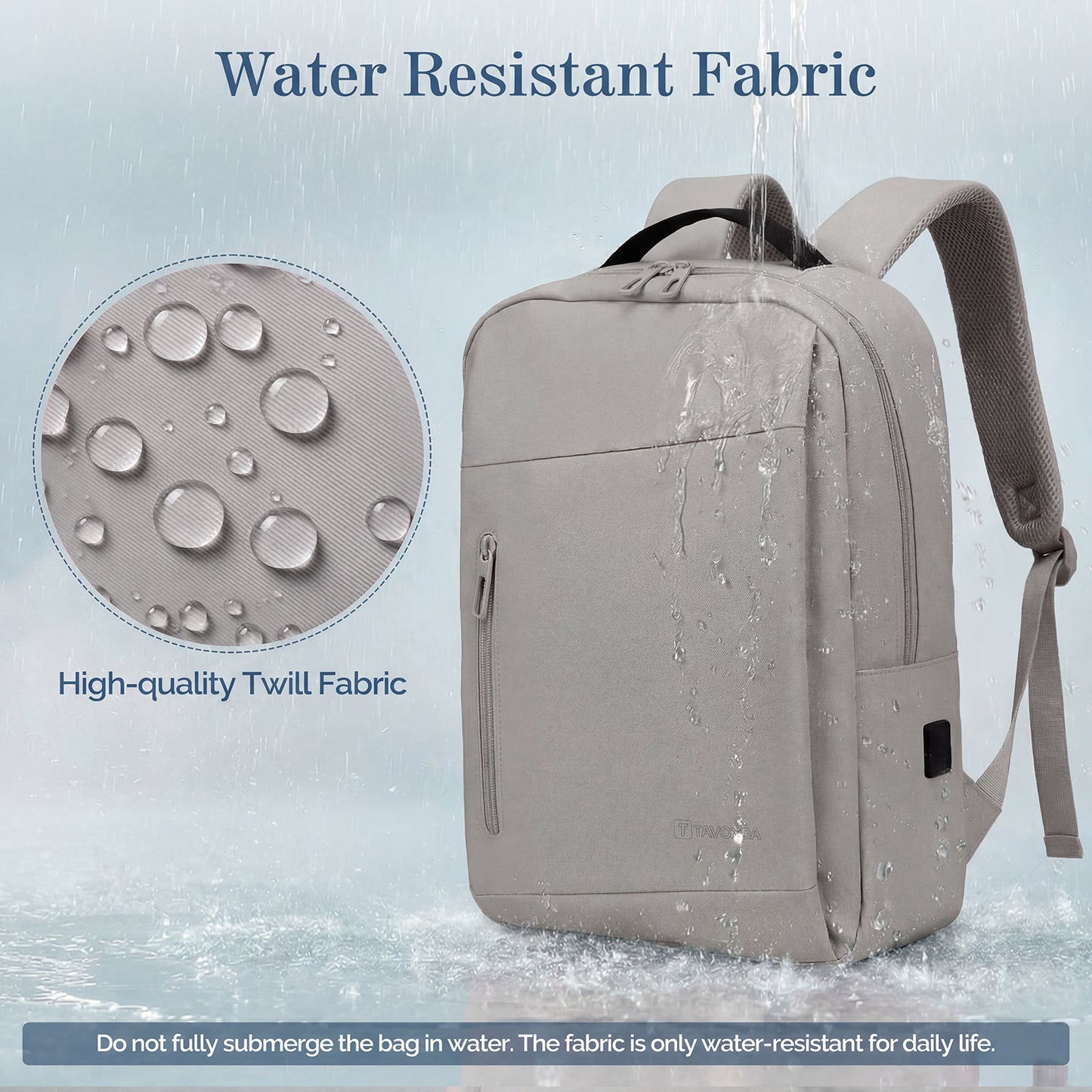 Lightweight Laptop Backpack with USB Charging Port in Grey