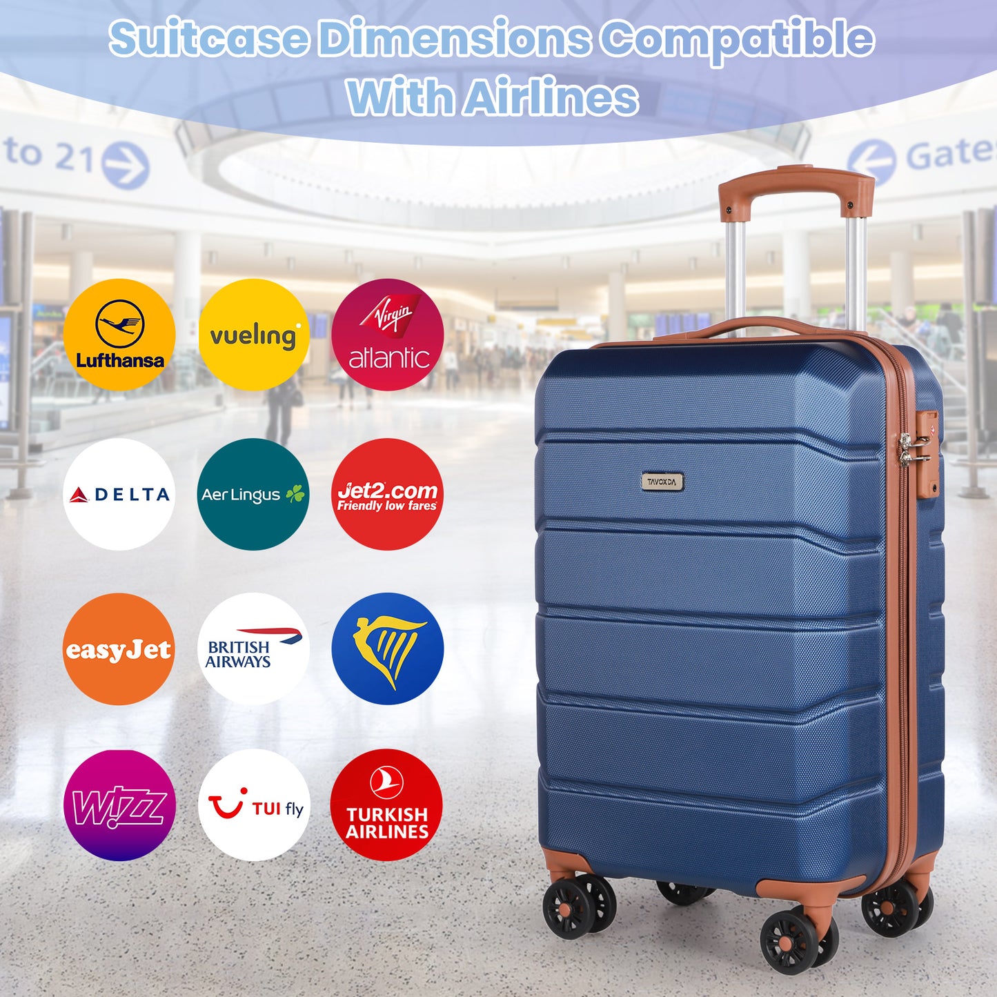 Lightweight Cabin Suitcase with Travel Backpack Set