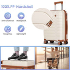 Tavoxda Lightweight PP Hardshell 3 Piece Luggage Sets Cream