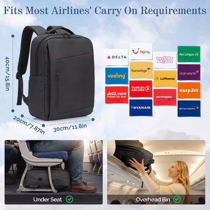 Lightweight Laptop Backpack with USB Charging Port in Black