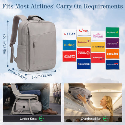 Lightweight Laptop Backpack with USB Charging Port in Grey