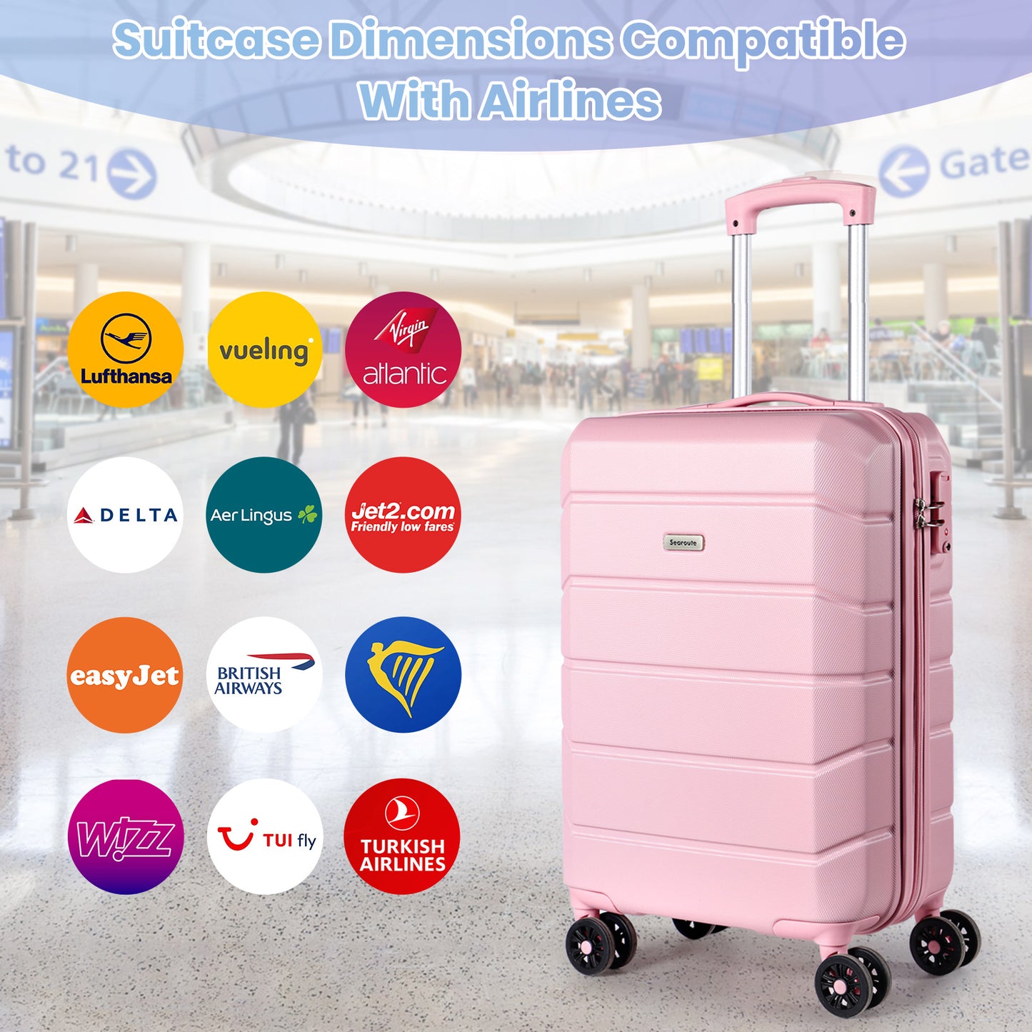 Lightweight Cabin Suitcase with Travel Backpack Set