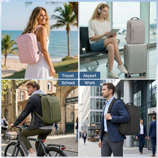 Lightweight Laptop Backpack with USB Charging Port in Grey