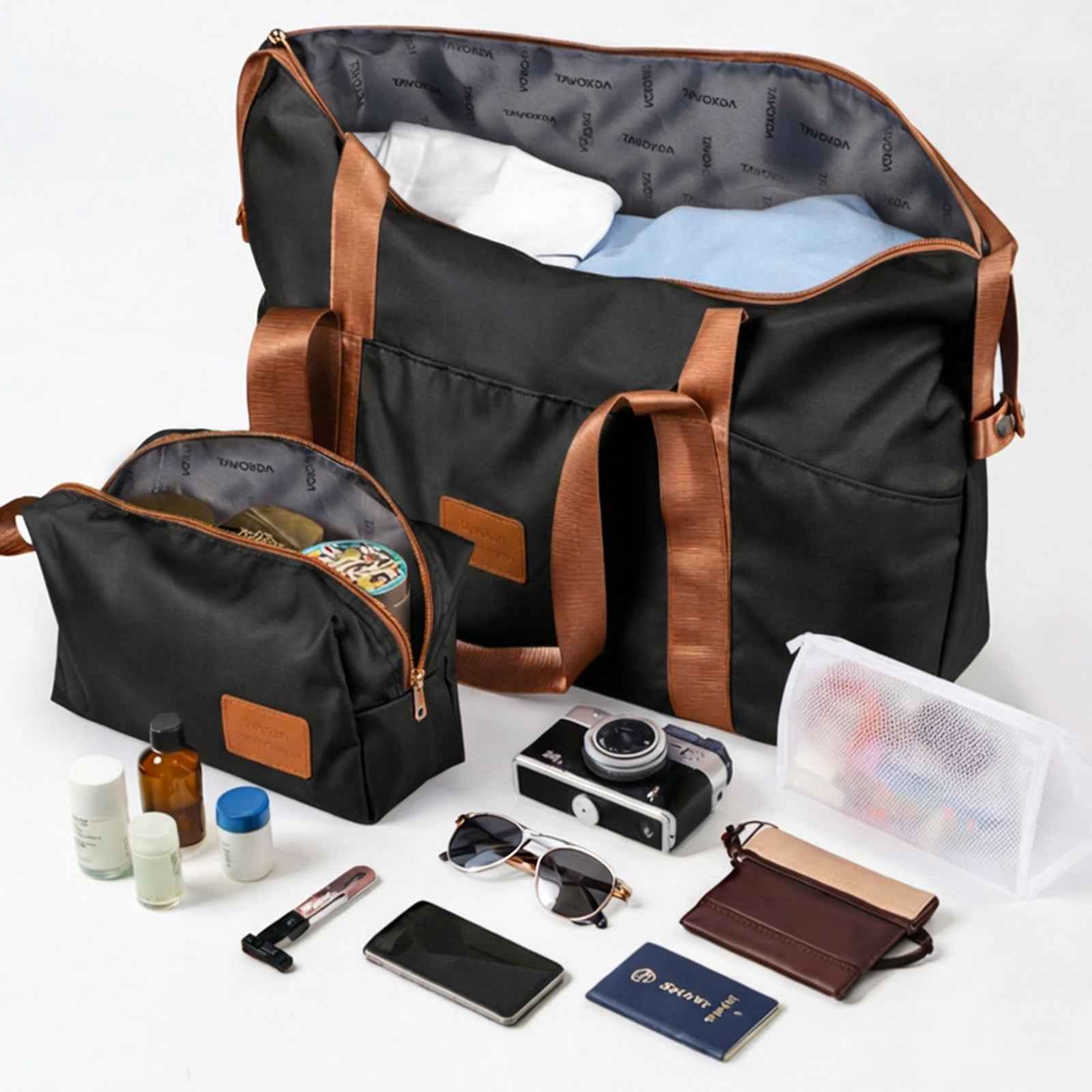 Lightweight Hard Shell Suitcase Sets 5 Piece - Black