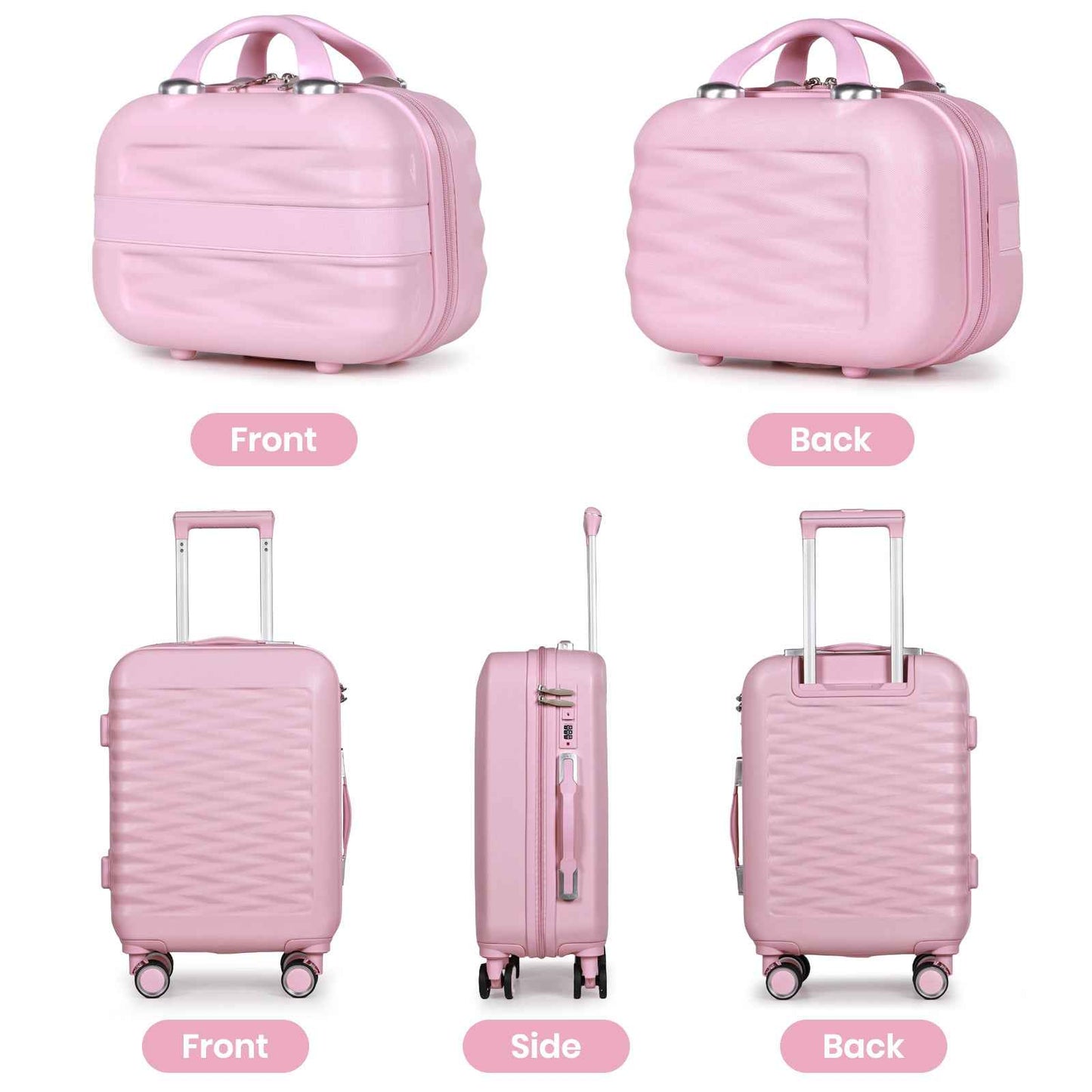 Tavoxda 20 Inch Cabin Case with Beauty Case Pink