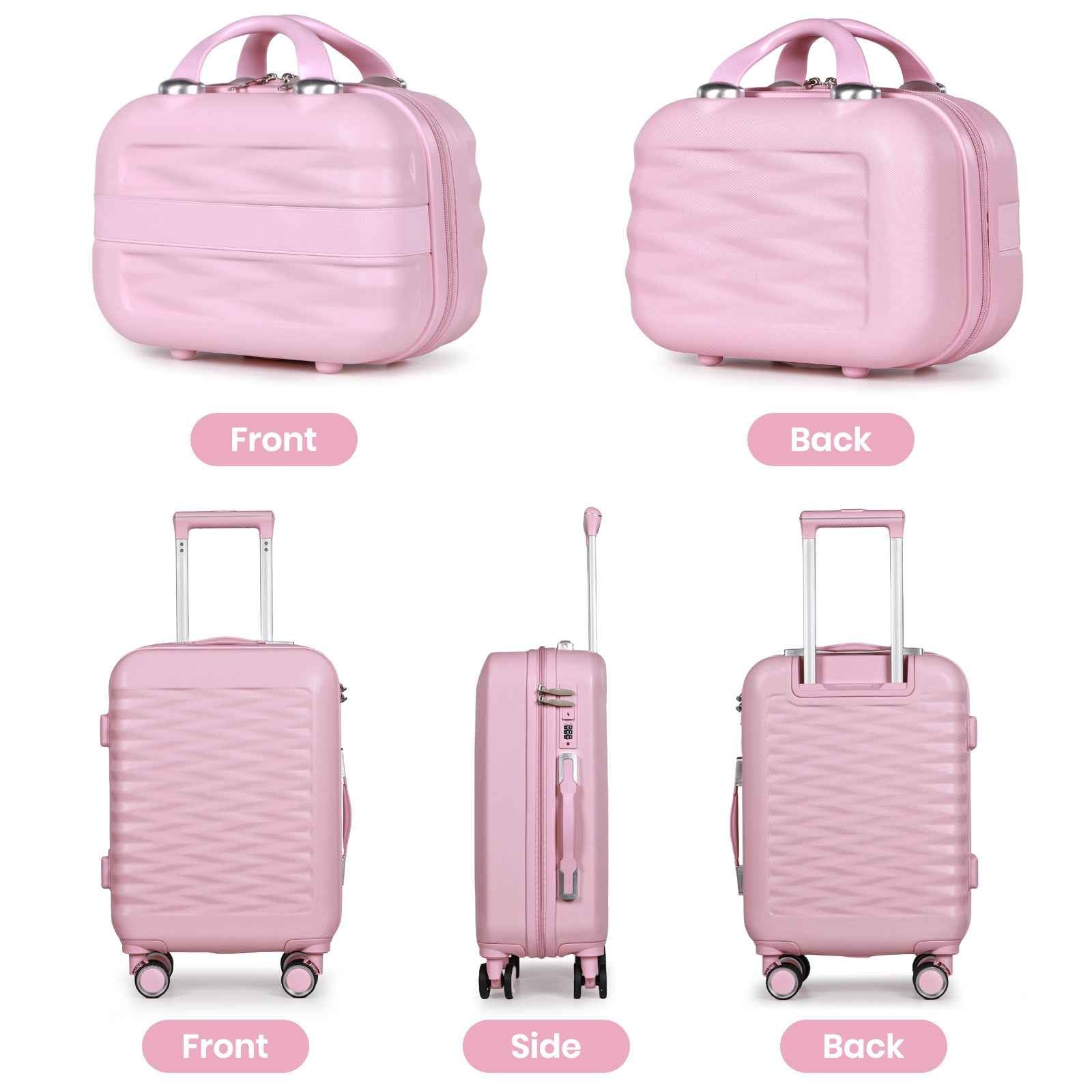 Tavoxda 20 Inch Cabin Case with Beauty Case Pink